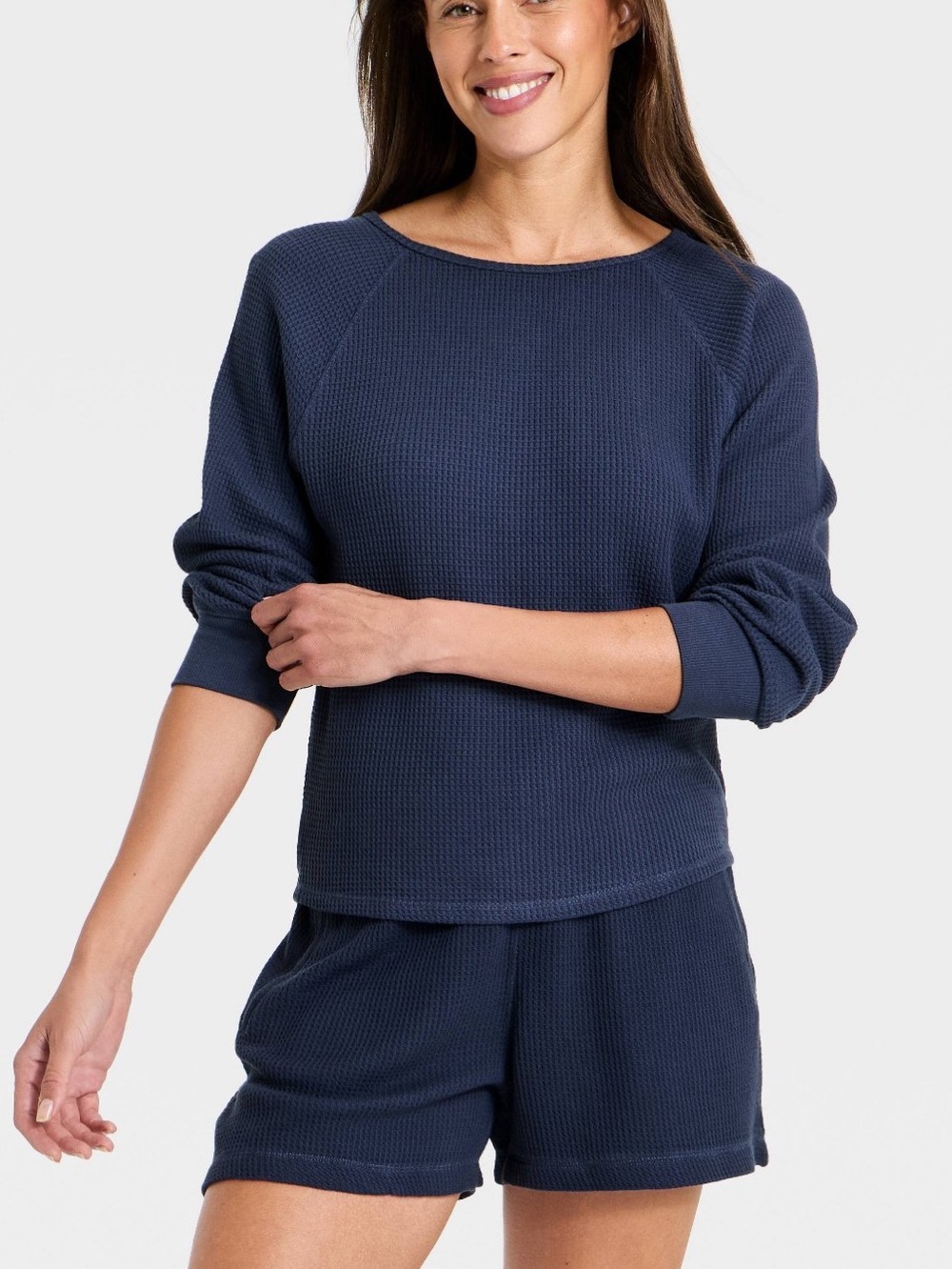 Universal Thread 🆕 Waffle Knit Long Sleeve Top & pull on Shorts, relaxed fit, Sm